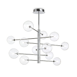 Pendant luminaire EQUINOXE, 12 flames, incl. G4 2W 3000K, metal / clear glass, chrome
