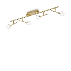 Wall / Ceiling luminaire MARACAS, 4 flames, incl. G4 2W 3000K, satined brass / clear