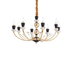 Chandelier VANITY, 8 flames, � 71cm, E14, gold / chrystal glass / black