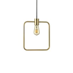 Pendant luminaire ABC, E27, satined brass / black fabric coated cable, SQUARE