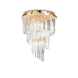 Ceiling luminaire CARLTON, 12 flames, � 50cm, E14, with octagon chains and chrystal rods