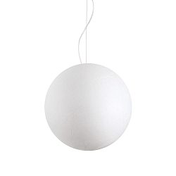 Pendant luminaire CARTA SP1, E27, matt white metal / shade in paper look, � 50cm