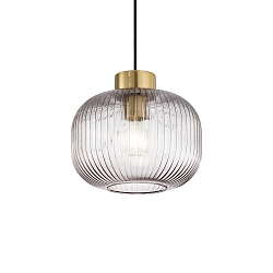 Pendant luminaire MINT-2, � 20cm, E27, smoked glass / brass satin