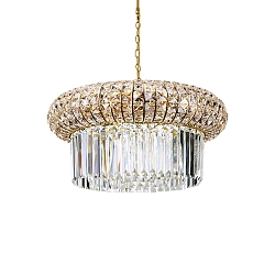 Pendant luminaire NABUCCO, 12 flames, � 60cm, E14, gold / clear chrystals