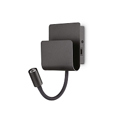 LED wall luminaire PROBE, with Flex-Arm + storage + USB port, 9W 3000K 580lm, white