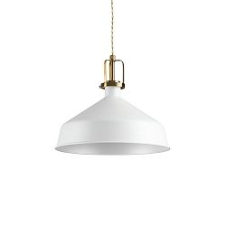 Pendant luminaire ERIS-2, E27, metal / details in satined gold / fabric coated cable, black