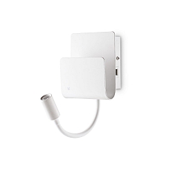 LED wall luminaire PROBE, with Flex-Arm + storage + USB port, 9W 3000K 580lm, white