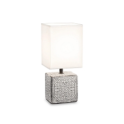 Table luminaire KAL�-1, square, E14, cable with switch, ceramics, grey / white