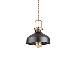 Pendant luminaire ERIS-2, E27, metal / details in satined gold / fabric coated cable, black