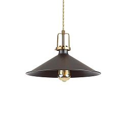 Pendant luminaire ERIS-4, E27, metal / details in satined gold / fabric coated cable, black