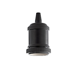 Lamp socket GHIERA with decorative ring and shade holder, E27, black
