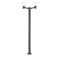 Outdoor floor luminaire CLIO 2, 197cm, IP44, 2 flames, 2x E27, without cover, aluminium