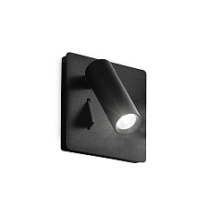 LED wall spot LITE for recessed socket installation, 3W 3000K 130lm, with switch, pivotable, black