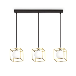 pendant luminaire LINGOTTO SP3 SINGLE 3 flames, 3-fold, adjustable G9 IP20, black matt, satined brass 