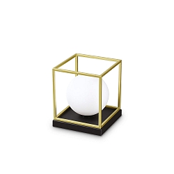 table lamp LINGOTTO TL1 BIG square, with switch E14 IP20, black matt, satined brass 