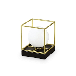 table lamp LINGOTTO TL1 SMALL square, with switch G9 IP20, black matt, satined brass 