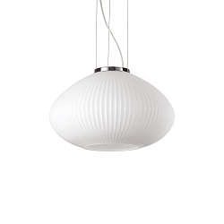 Pendant luminaire PLISSEE, � 35cm, E27, blown edged glass, chrome