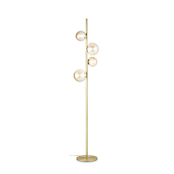 floor lamp PERLAGE 4 flames G9 IP20, amber, satined brass dimmable