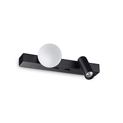 wall luminaire PING PONG with LED spot IP20, black 