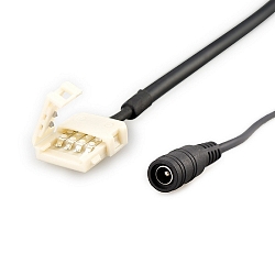 Clipped round plug connection (max. 5A) for 2-pole IP20 LED strips (with 1cm width and pitch >1.2cm)