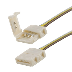 Clipped cable connection (max. 5A) for 3-pole IP20 LED strips (with 1cm width and pitch >1.2cm)