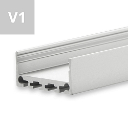 LED surface mount profile SURF24 FLAT V1, aluminium, 200cm, anodized aluminium