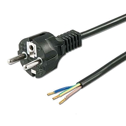 plug Schutzkontakt-Stecker schwarz, 1,5m, lose Kabelenden