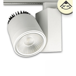 LED 3-phase track spot, 30�-50� focusable, 30W, rotatable and swivelling, dimmable, 4000K 3000lm, matt black