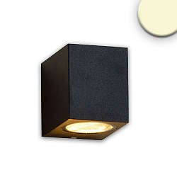 Outdoor wall luminaire Down, IP54, angular, 1x GU10, excl. lamps, aluminium, sand black