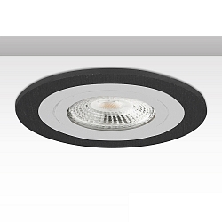 recessed mounting frame Kombi round for GU10 / MR16 Spots, IP20, fixed, excl. socket, aluminium, black / white-aluminium
