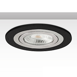 recessed mounting frame Kombi round for GU10 / MR16 Spots, IP20, fixed, excl. socket, aluminium, black / brushed aluminium