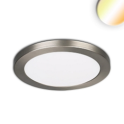 LED ceiling luminaire Slim Flex, IP44, 12W, ColorSwitch 3000|3500|4000K 1020lm 120�, variable opening, brushed nickel