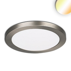 LED ceiling luminaire Slim Flex, IP44, 18W, ColorSwitch 3000|3500|4000K 1530lm 120�, variable opening, brushed nickel