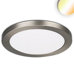 LED ceiling luminaire Slim Flex, IP44, 24W, ColorSwitch 3000|3500|4000K 2040lm 120�, variable opening, brushed nickel