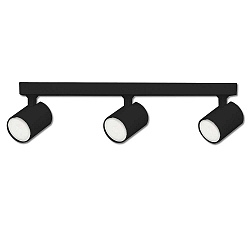 Wall- and ceiling luminaire GU10 Triple, 3 flame, IP20, swivelling, excl. lamps, aluminium, matt black