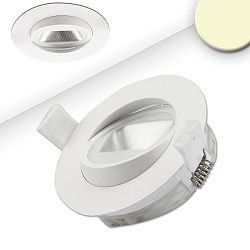 Recessed LED spot, asymmetric COB, IP44, round, � 9.5cm, CRI >90, swivelling, dimmable, white, 8W 3000K 450lm 50�