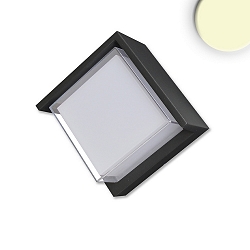 Outdoor LED wall luminaire, IP54, with roof, angular, 11 x 11cm, 6W 3000K 380lm, aluminium, sand black