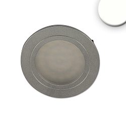 LED furniture recessed spotlight MiniAMP, IP40, � 6.5cm, dimmable, brushed nickel / satined, 24V DC, 2W 4000K 150lm 100�