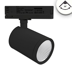 3-phase spot FOCUS FIX 38� swivelling, rotatable, switchable IP20, black 