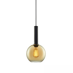 pendant luminaire INFINITY AMBER ROUND GLASS 20CM round E27 IP20, amber, black dimmable