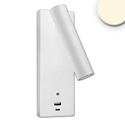 reading lamp LED USB A+C 3-STEP with switch, adjustable, with USB charging function IP42, white dimmable