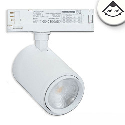 3-phase spot 42W - 20�-70� PHASE DIM focusable, cardanic swivelling IP20, white matt dimmable