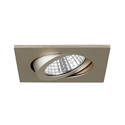 Recessed outdoor LED spot, IP65, square, 8.2 x 8.2cm, Plug&Play 350mA, 6W 3000K 650lm 38�, swivelling 30�, matt champaign