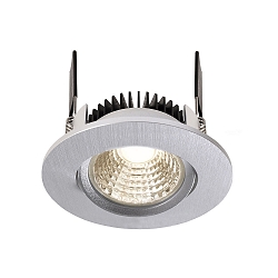 Recessed LED ceiling luminaire COB-68-350mA-ROUND, current constant, 6W, 4000K, 45�, brushed silver