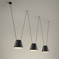 pendant luminaire ATTIC 3 3 flames, conical E27 IP20, black