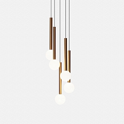 pendant luminaire CANDLE 5 BODIES LED IP20, gold dimmable