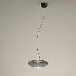 pendant luminaire PLAT RECESSED (PHASE) with shade, CCT Switch, adjustable, with diffuser IP20, black dimmable
