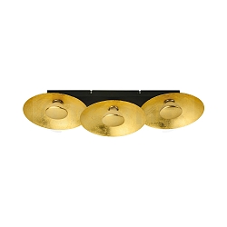 Ceiling luminaire GOLDINO, 3-flame, incl. 3x GU10 5W 2700K 350lm (3-StepDim), gold / black