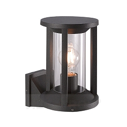 Outdoor wall luminaire CILLO, IP65, height 27.6cm, E27 max. 15W, anthracite alu diecast / clear glass cylinder