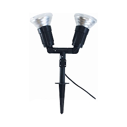 Ground spike luminaire CAPPI 2, IP44, for 2x Outdoor LED E27 PAR38 max. 16W, black, incl. power lead 300cm